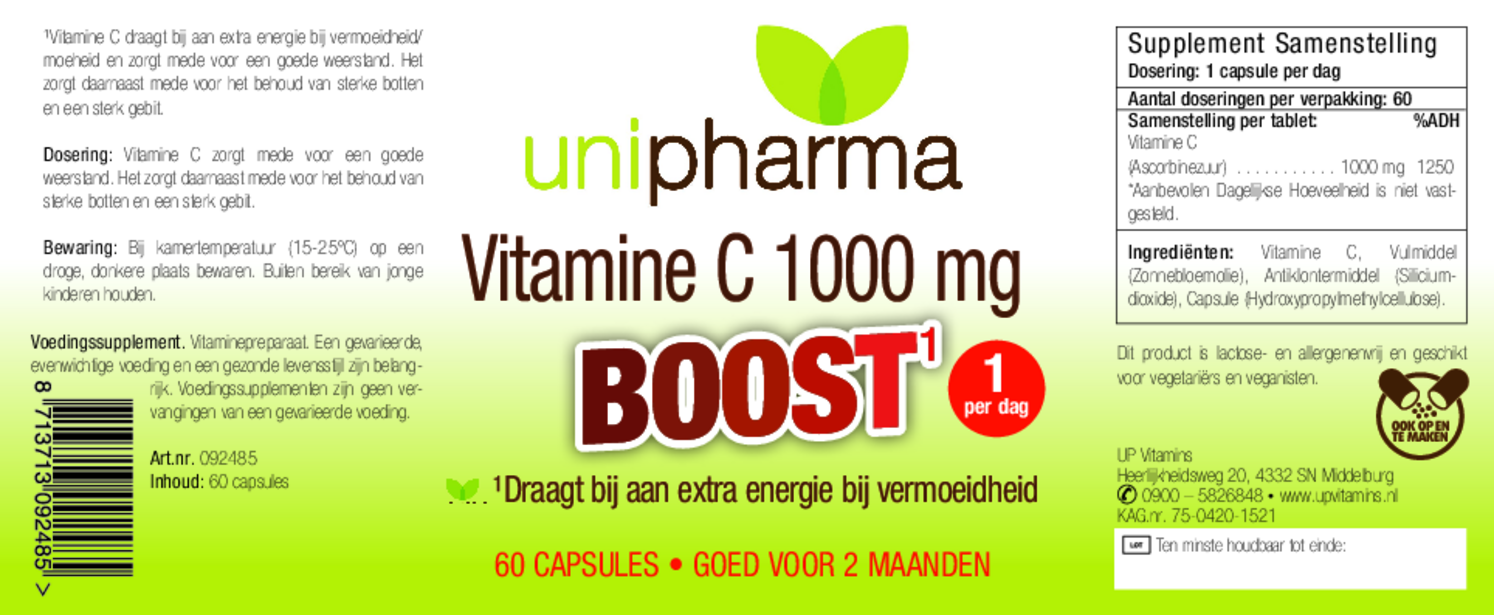 Vitamine C 1000mg Boost Capsules afbeelding van document #1, etiket